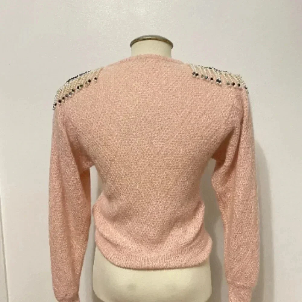 VINTAGE - Rare Giusi Slaviero Parma Italy Shoulder Tassel V-neck Sweater - Picture 5 of 10